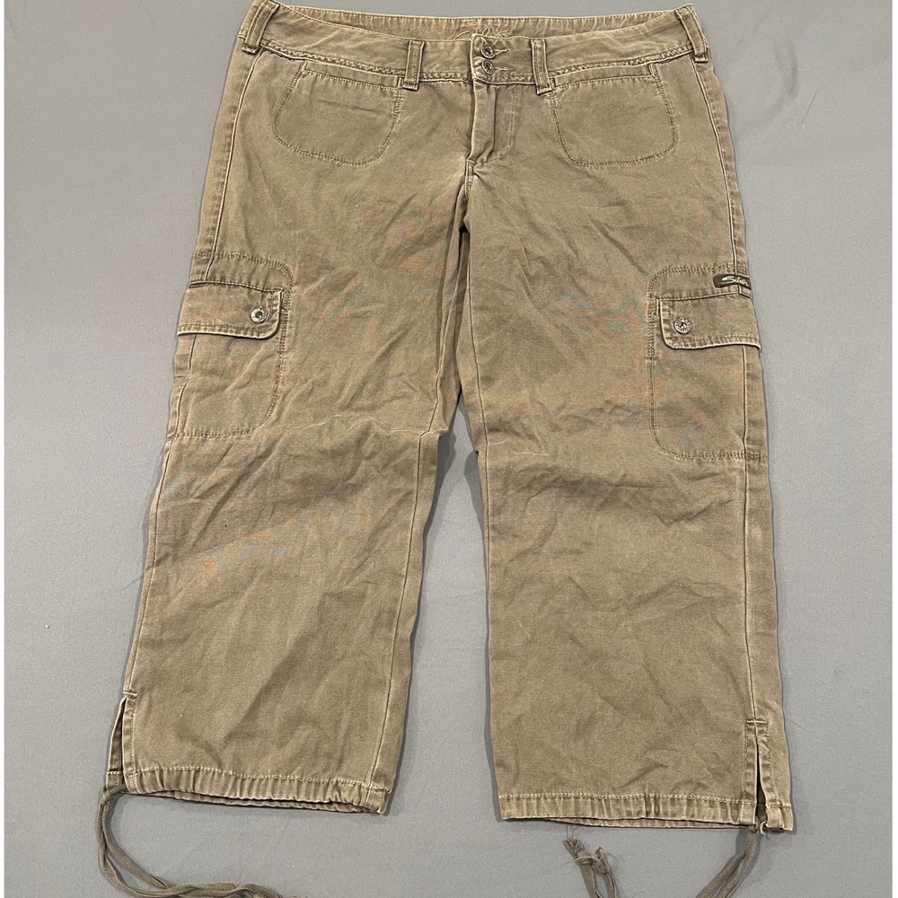 Silver Jeans Co Vintage Y2K Cargo Capris Low Rise Khaki Utility Pants Size 29